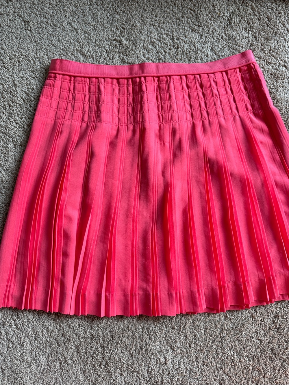 J. Crew Hot Pink Pleated Skater Skirt with Smocked Waistband